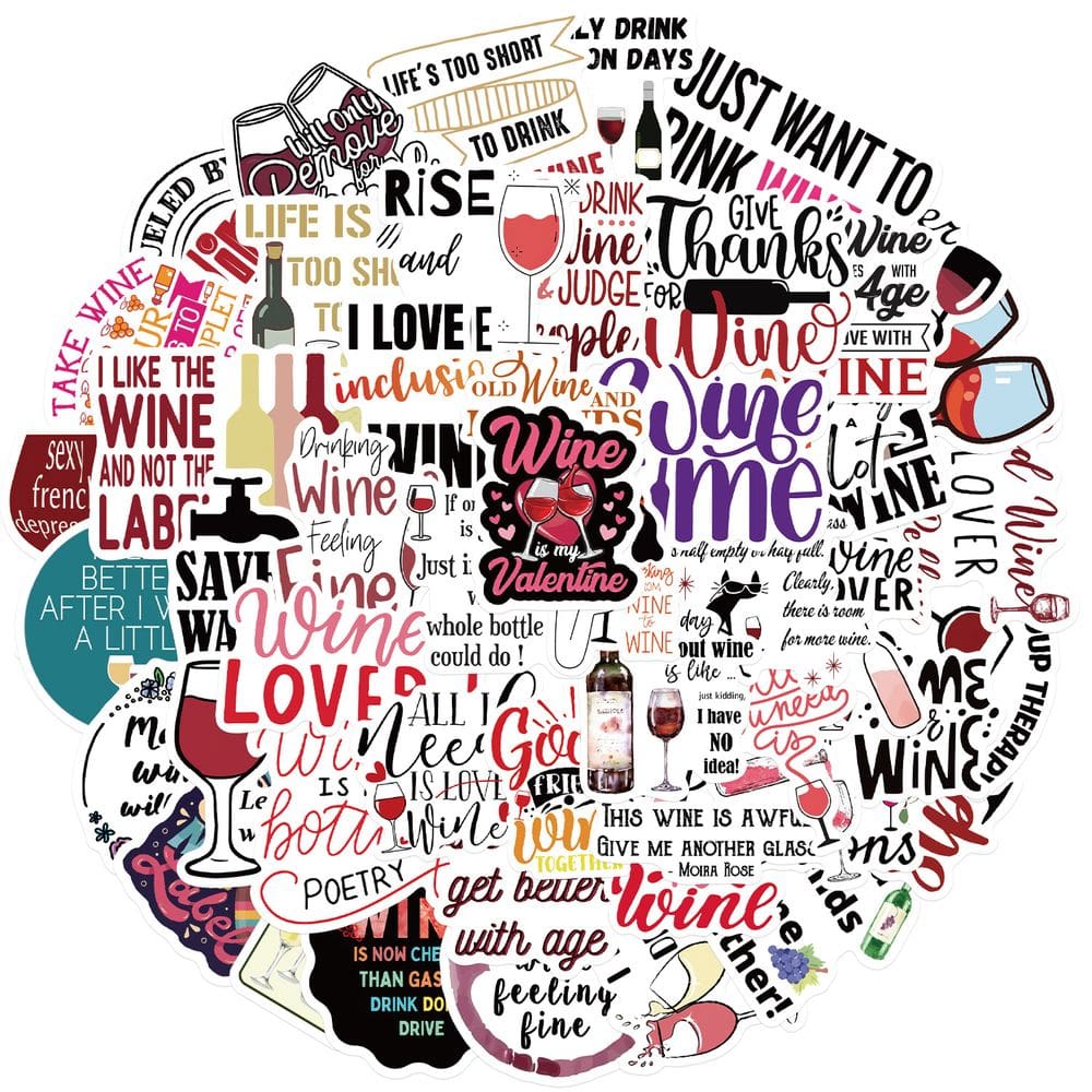 Pacote de adesivos Wines Quotes Anime Waterproof Vinyl 50 unidades