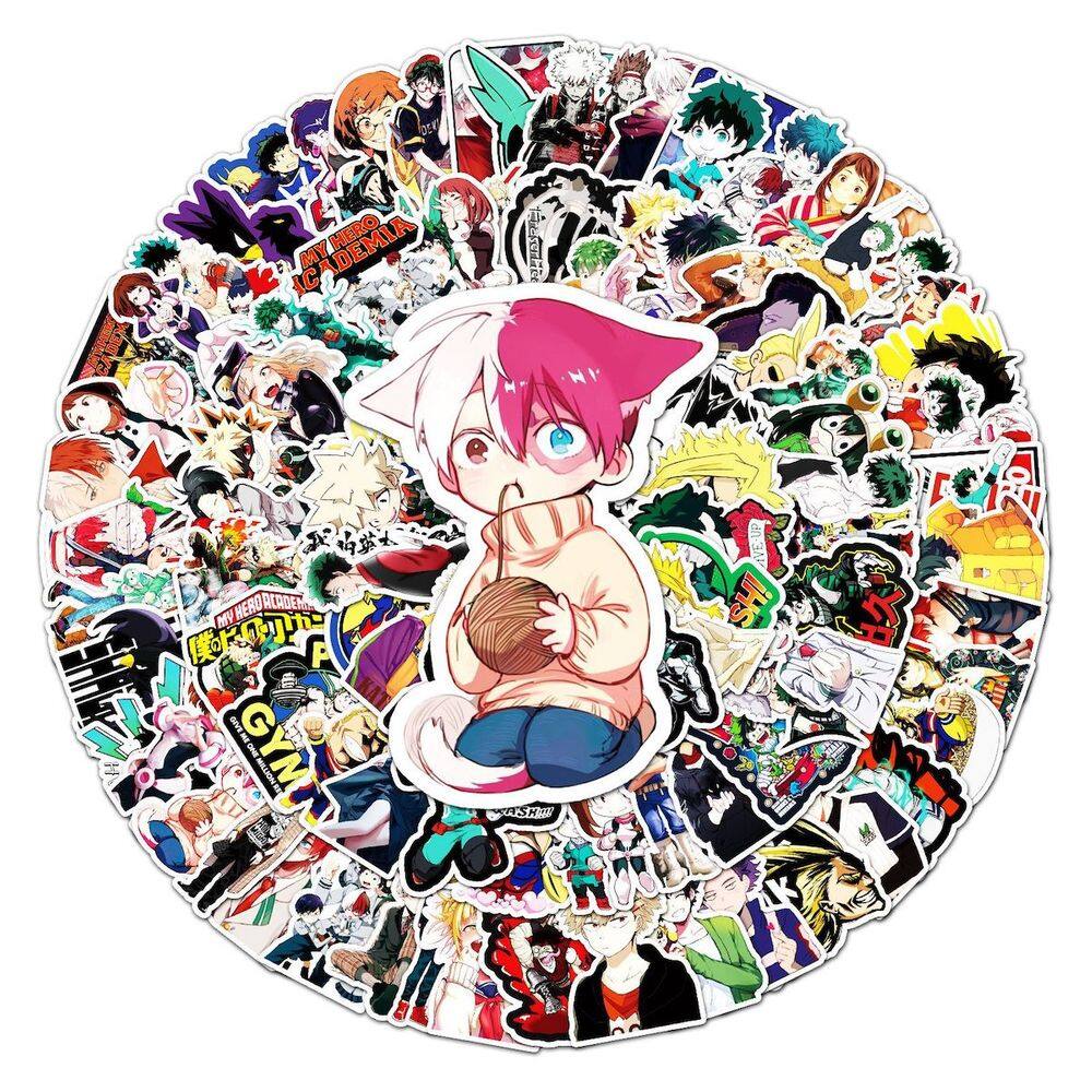 Adesivos My Heros Academias Anime 106 unidades em PVC impermeável