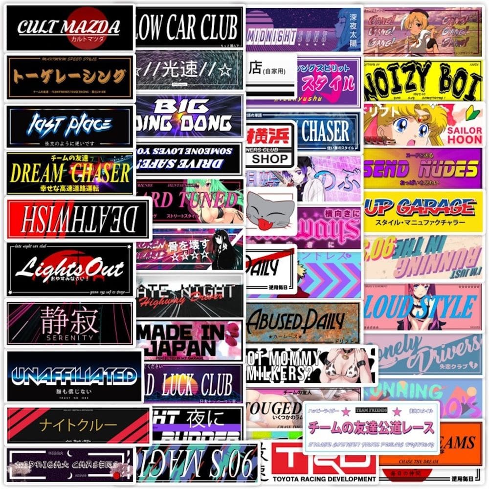 Pacote de adesivos Hippie Hiphop Rap Anime, vinil impermeável, 48 unidades