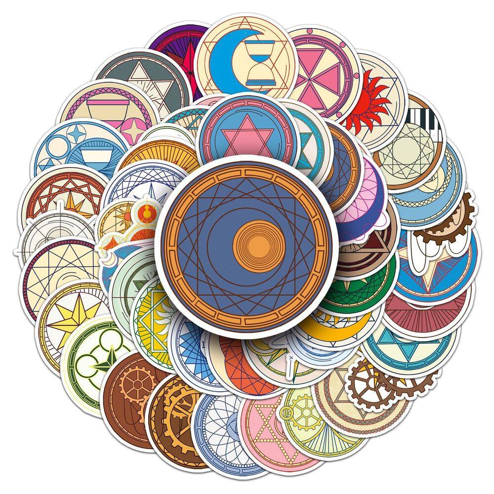 Pacote de adesivos Magic Circle Anime, vinil impermeável, 50 unidades