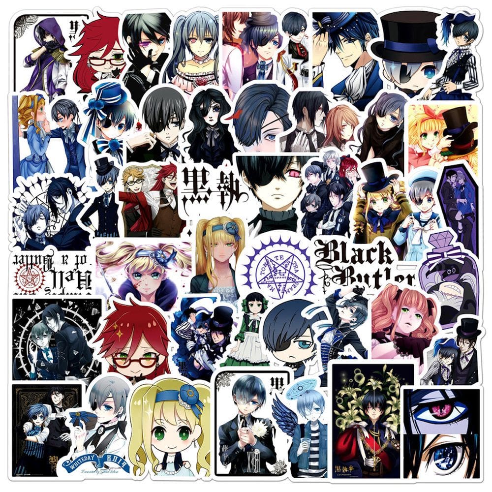 Adesivos Black Butler Sebastian Anime 50 peças de PVC impermeável