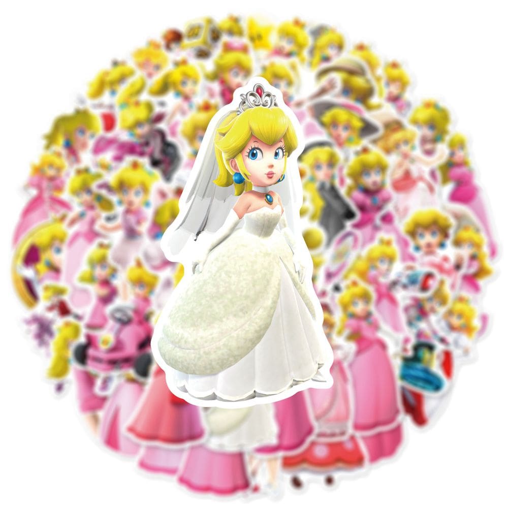 Adesivos Princess Peach Anime 50 peças de PVC impermeáveis