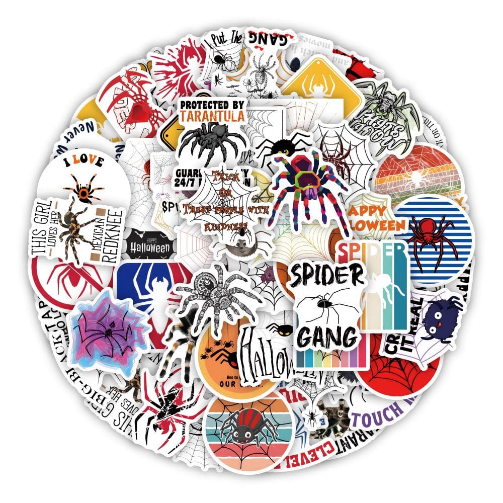 Pacote de adesivos: 60 peças de vinil impermeável Spiders Anime, 4-7 cm