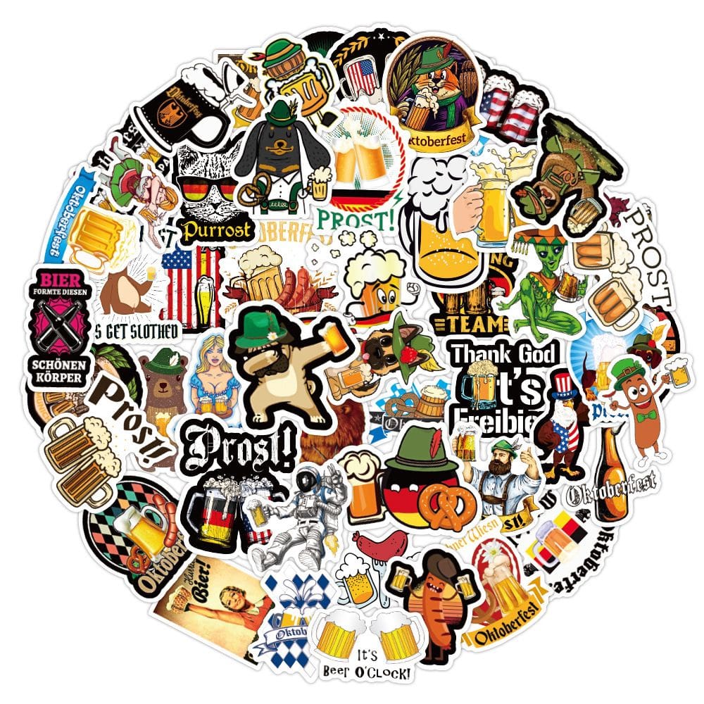 Pacote de adesivos de vinil impermeável de anime Oktoberfest, 50 unidades