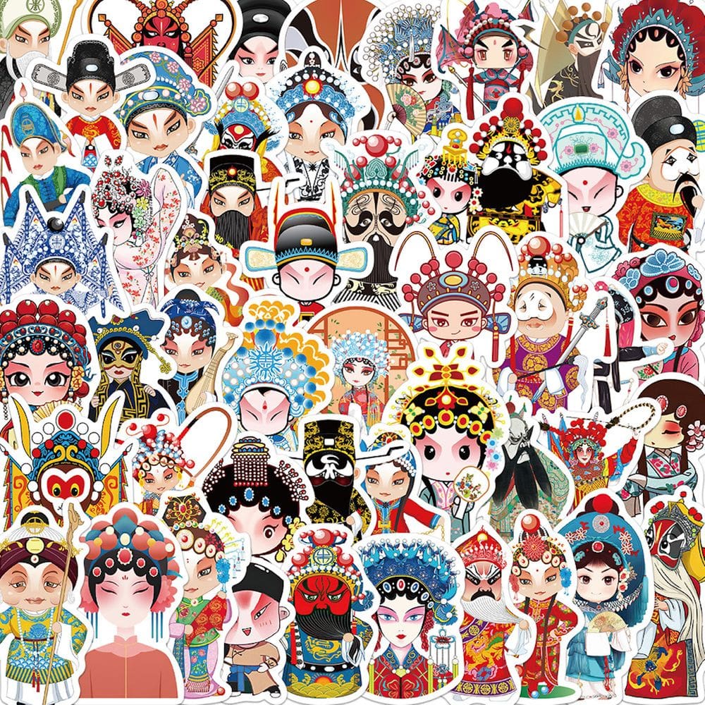 Adesivos Beijing Opera Face Makeup Anime 50 unidades de PVC impermeável