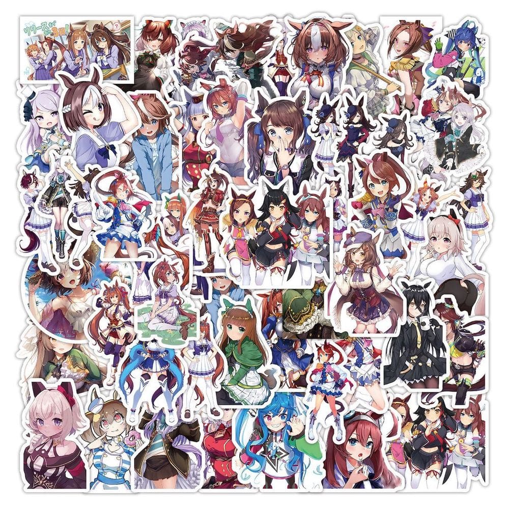 Adesivos Pretty Derby Anime 50 peças de PVC impermeáveis e à prova de sol