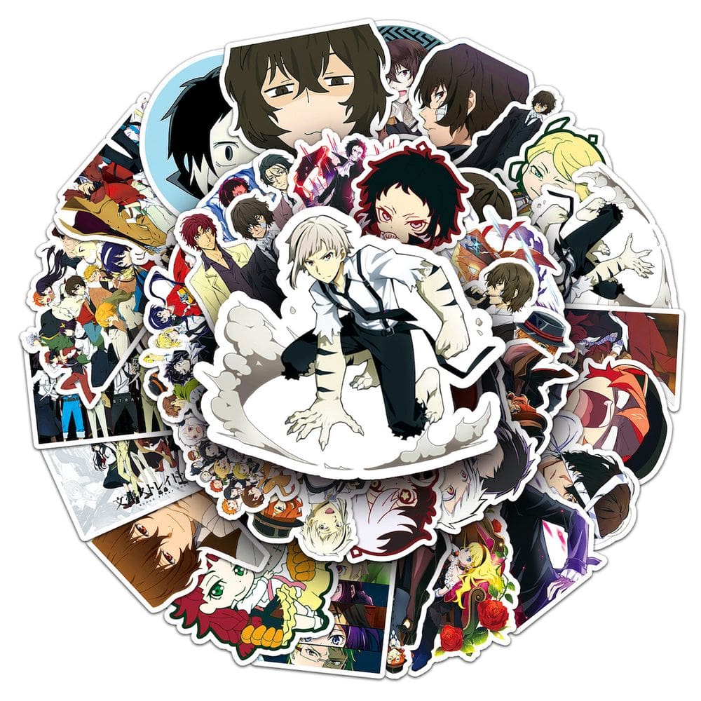 Adesivos Bungos Stray Dogs Anime 50 unidades de PVC impermeável