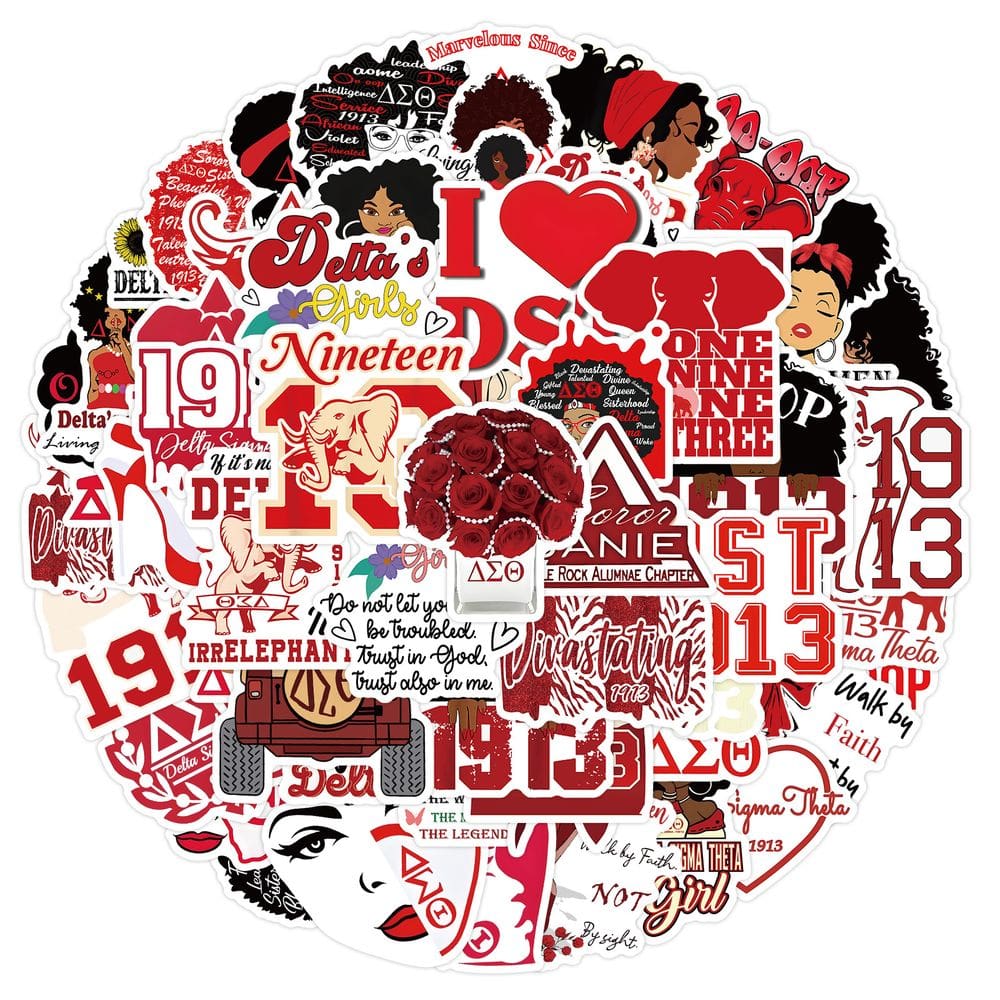 Pacote de adesivos Deltas Sigma Theta Sorority Anime Waterproof 60 unidades