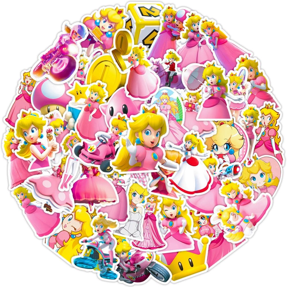 Adesivos Princess Peach Anime, vinil impermeável, 50 unidades