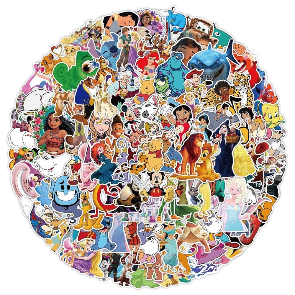 100 adesivos de anime misto Lion King Moanas Stitch Vinyl