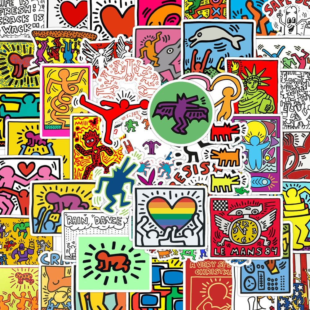 Adesivos Keiths Harings Pops Arts em vinil impermeável (50 unidades)