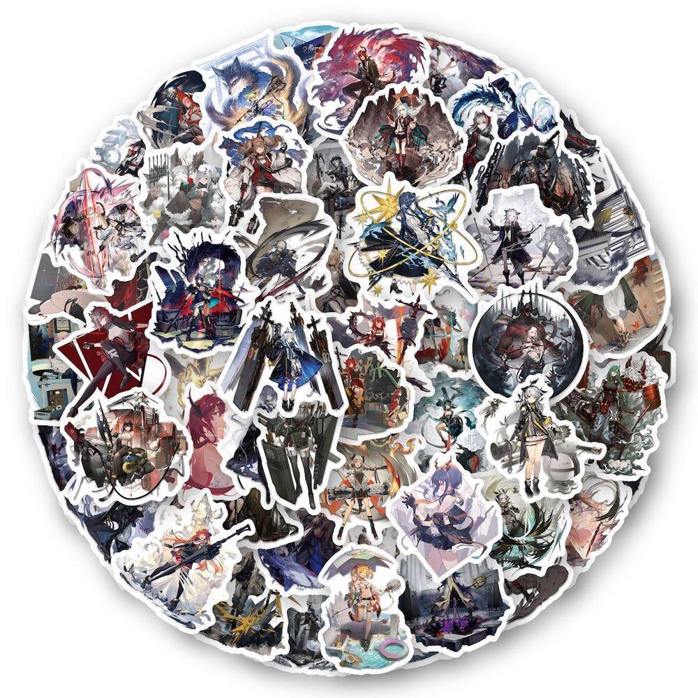 Adesivos Arknights Anime, 60 peças, decalques de desenho animado, 5-8 cm, PVC