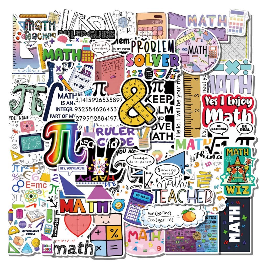 Pacote de adesivos Math Symbols Math Learning 50 unidades à prova d`água