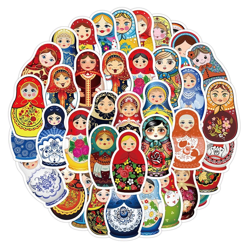 Pacote de adesivos Matryoshkas Anime, vinil impermeável, 50 unidades
