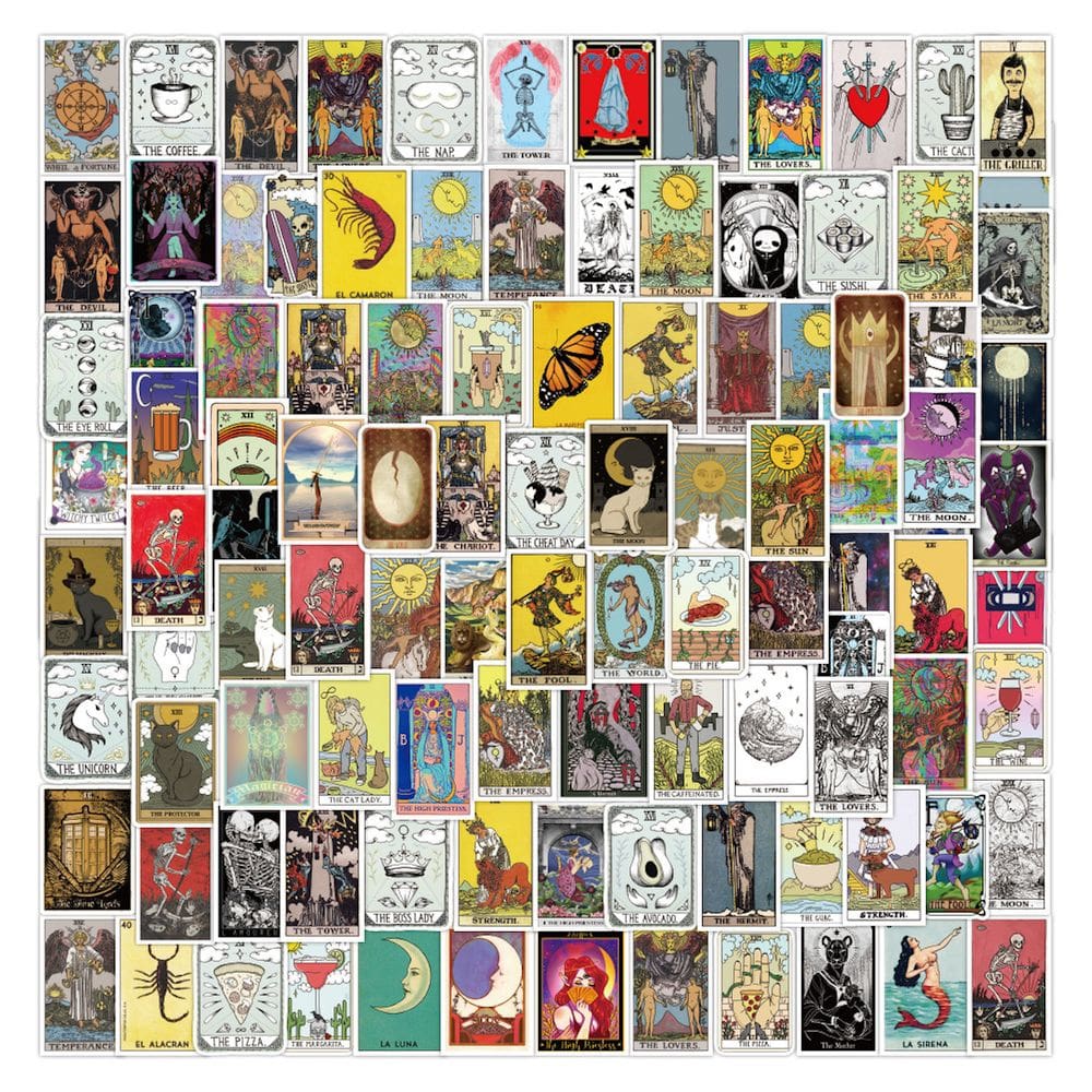 Adesivos, cartão de tarô de longo prazo, anime, 110 unidades, PVC, impermeável