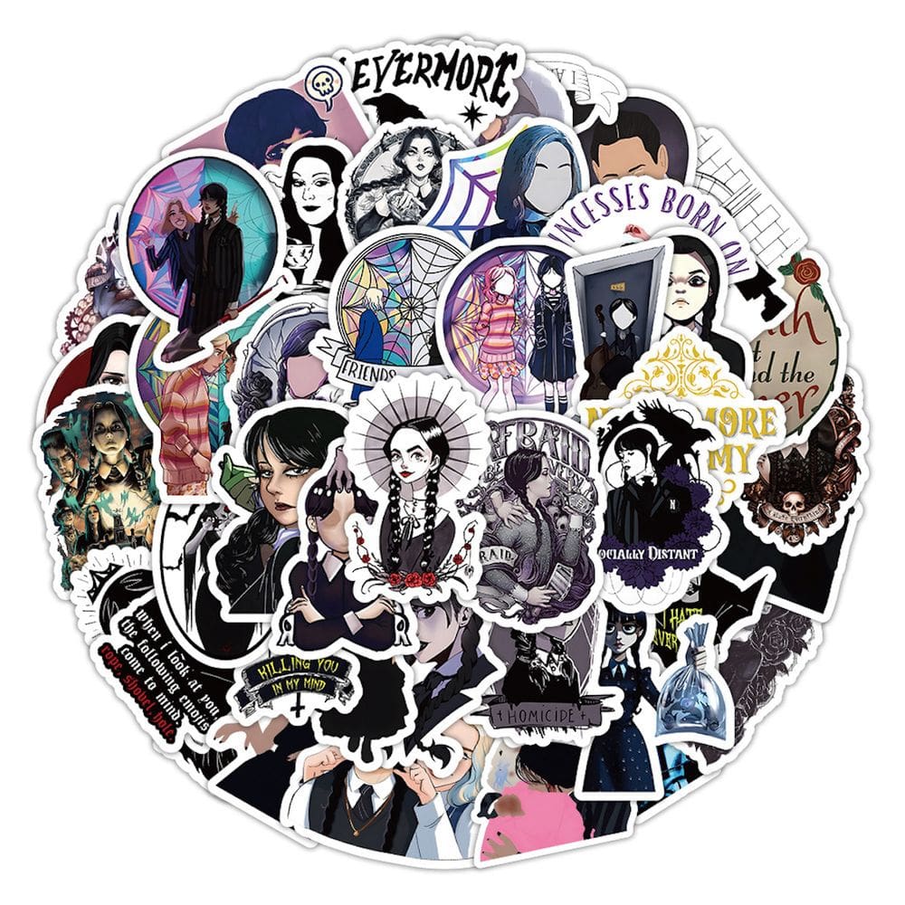 Adesivos Wednesdays Anime em vinil impermeável, pacote com 100