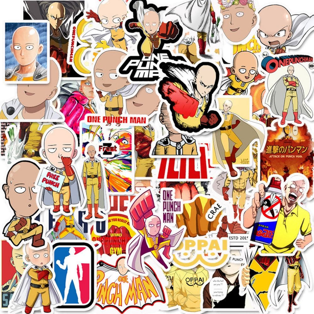 Adesivos One Punch Man, anime, vinil impermeável, 49 unidades