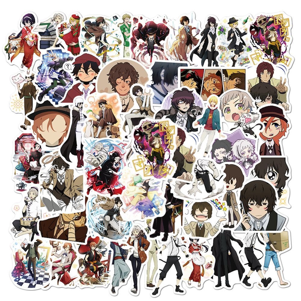 Adesivos Bungos Stray Dogs Anime 50 unidades de PVC impermeável