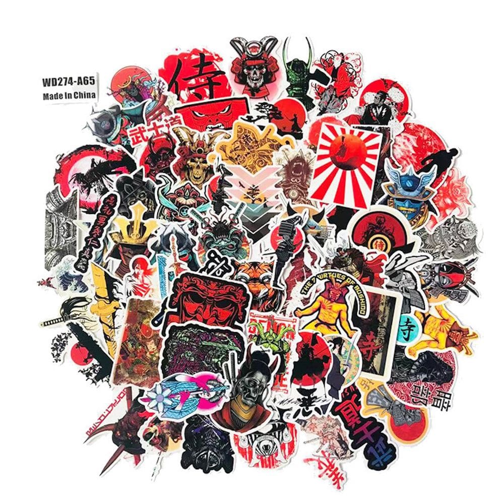 Pacote de adesivos Japanese Budo Anime, vinil impermeável, 65 unidades