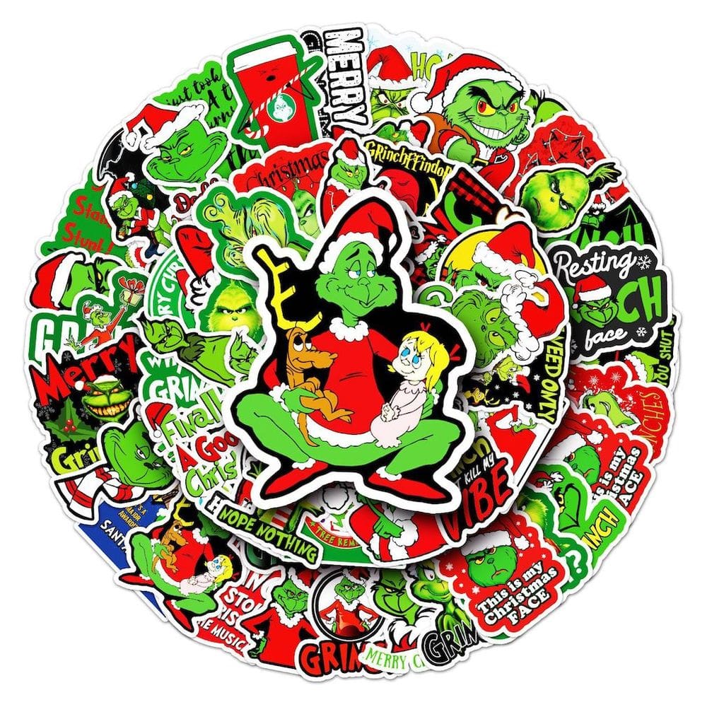 Pacote de adesivos Grinchs Anime 52 unidades de adesivos decorativos de desenhos animados