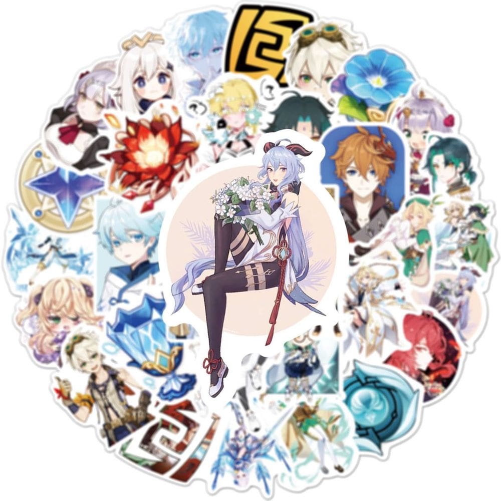 Adesivos Genshins Impacts Anime Cartoon 50 unidades de PVC impermeável