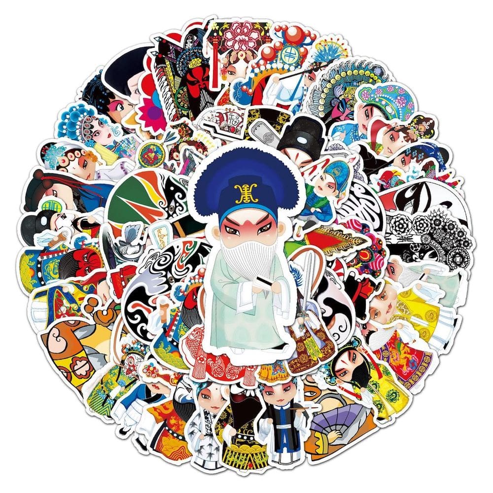 Adesivos Beijing Opera Anime Cartoon 50 unidades de PVC impermeável