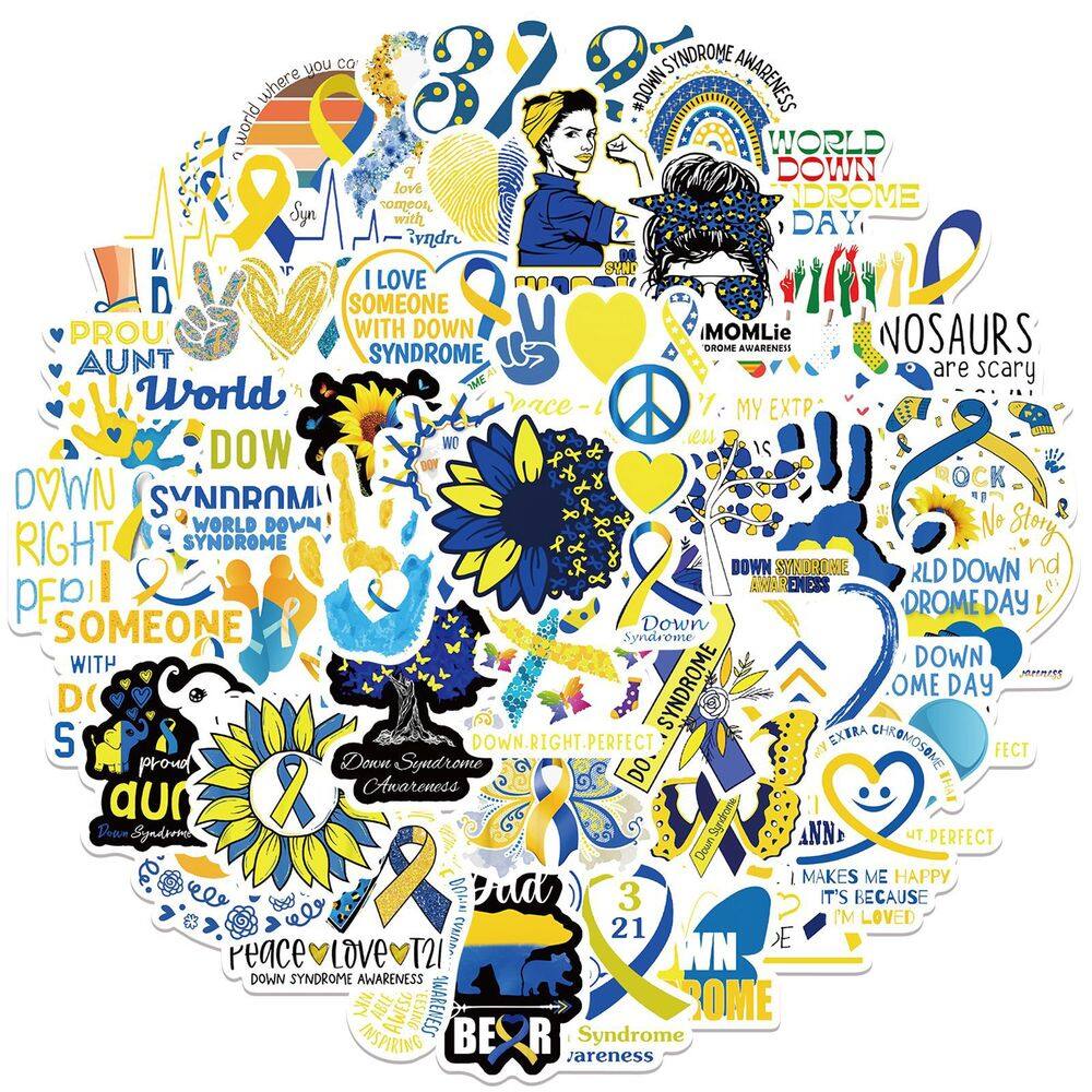 Pacote de adesivos Down Syndrome Anime Waterproof Vinyl 50 unidades