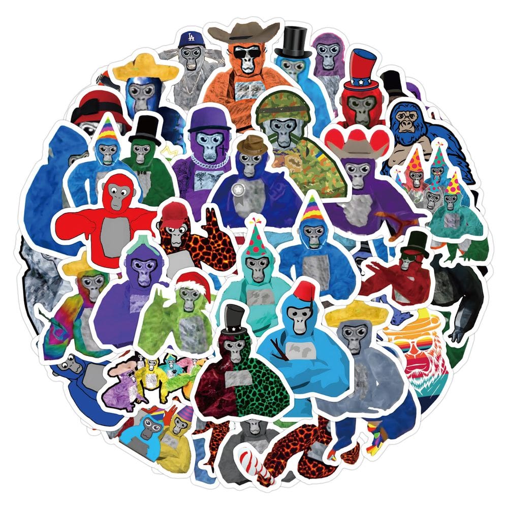 Pacote de adesivos Gorillas Tag Anime, vinil impermeável, 60 unidades