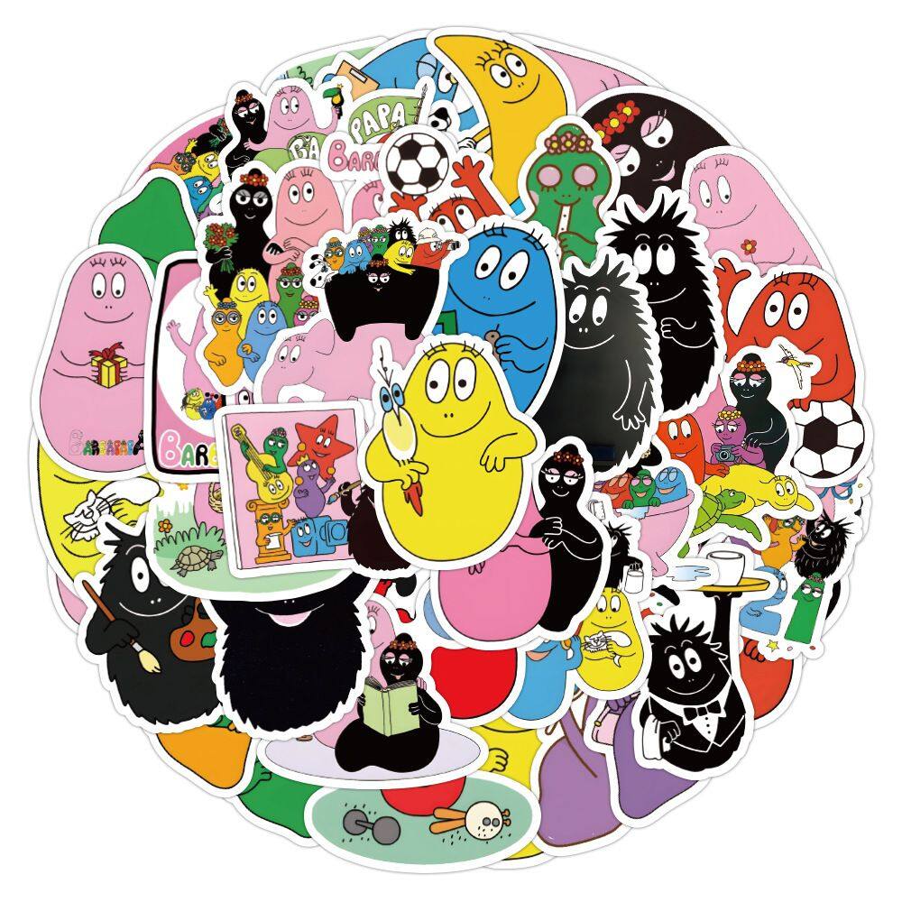 Adesivos de vinil impermeável Barbapapas Anime, 50 unidades/pacote