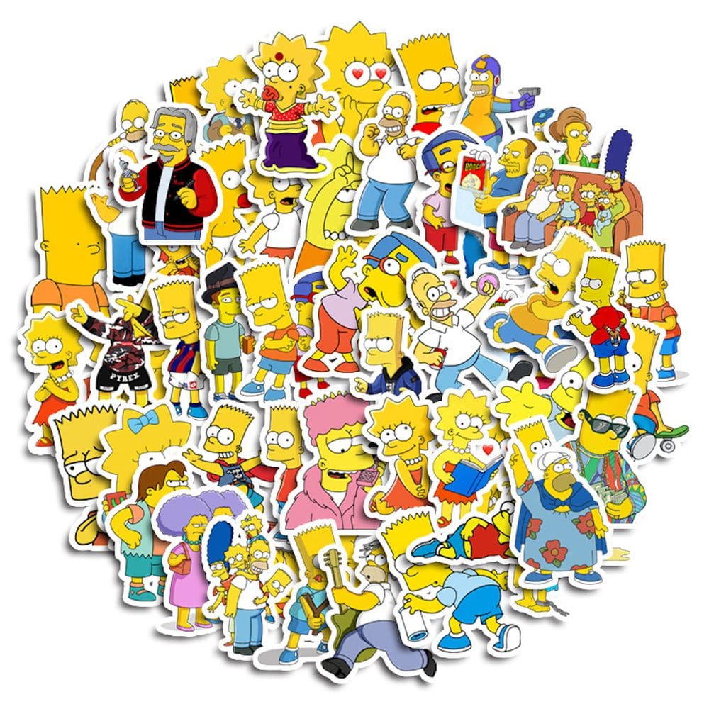 Pacote de adesivos Simpsons Anime Waterproof Vinyl 50 unidades