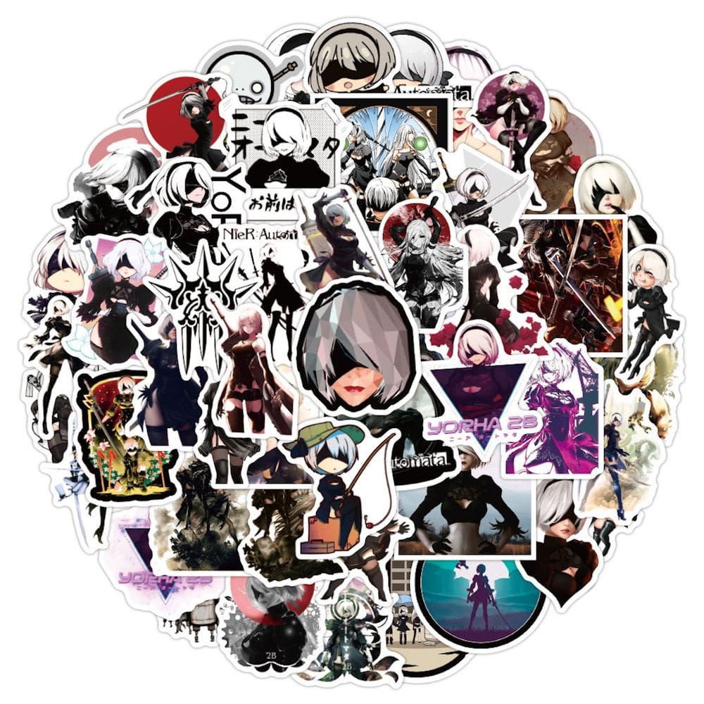 Adesivos Nier: Automatas Anime, pacote de 50 peças, desenho animado decorativo