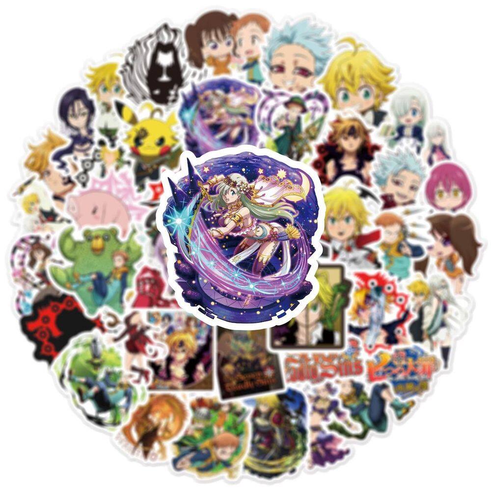 Adesivos Seven Deadly Sins Anime 50 peças de PVC impermeável