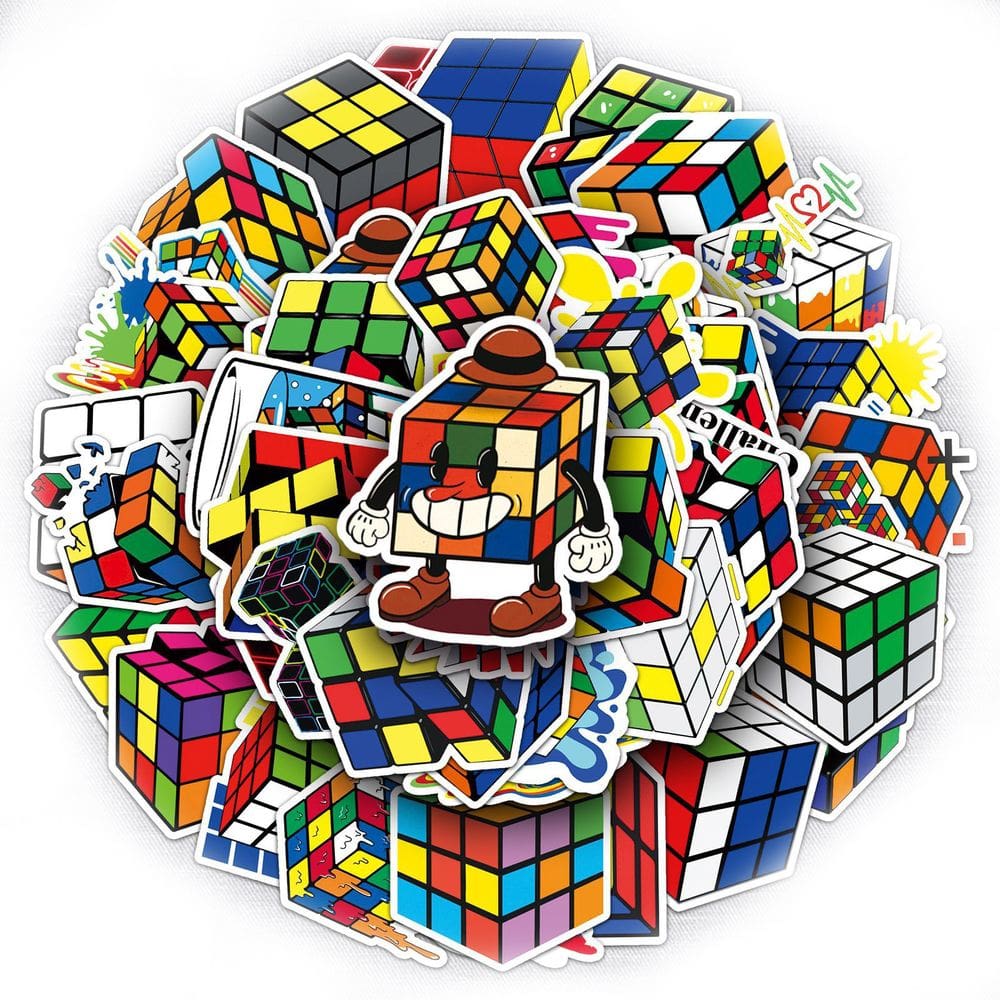 Adesivos, 50 unidades/lote, vinil impermeável, cubos de anime de 5 a 7 cm