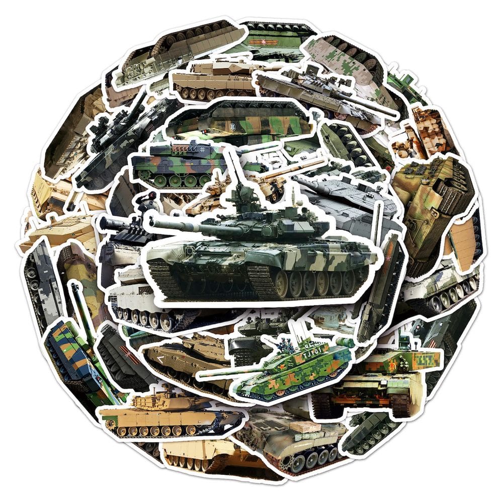 Adesivos Tank Military Anime 50 unidades de PVC impermeável e à prova de sol
