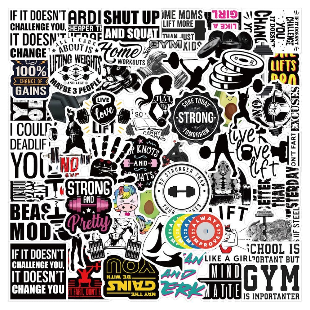 Adesivos, esportes, fitness, treino, anime, 50 peças, PVC, impermeável