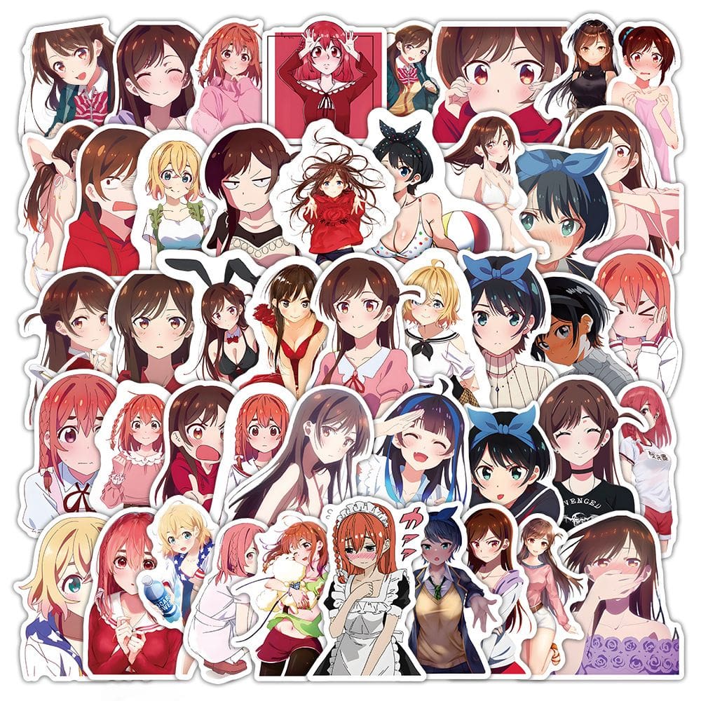 Adesivos de vinil impermeável Rents-a-Girlfriends Anime x50