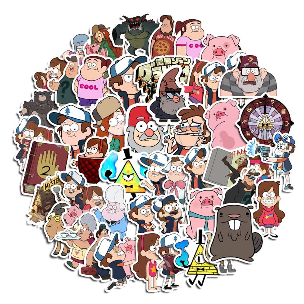 Pacote de adesivos Gravity Falls Anime Waterproof Vinil 50 unidades