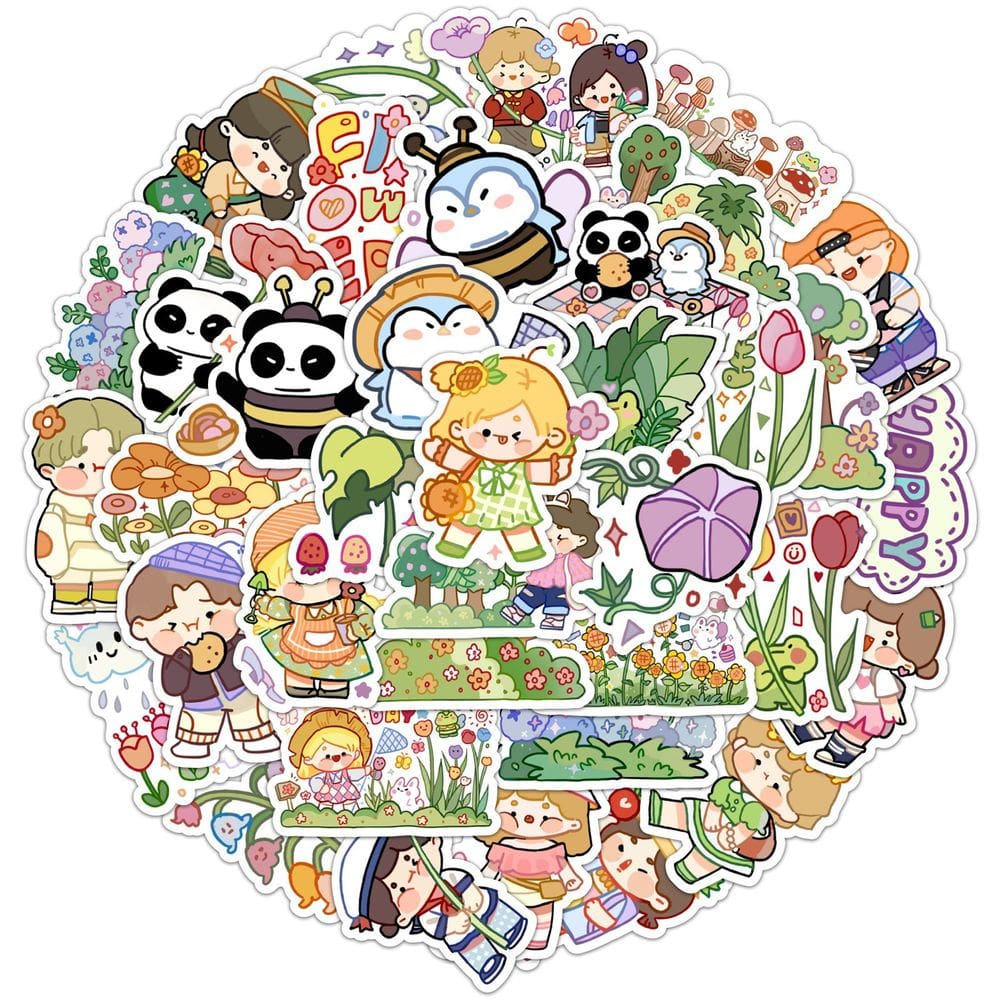 Adesivos de vinil impermeável Happys Springs Travels 60 unidades