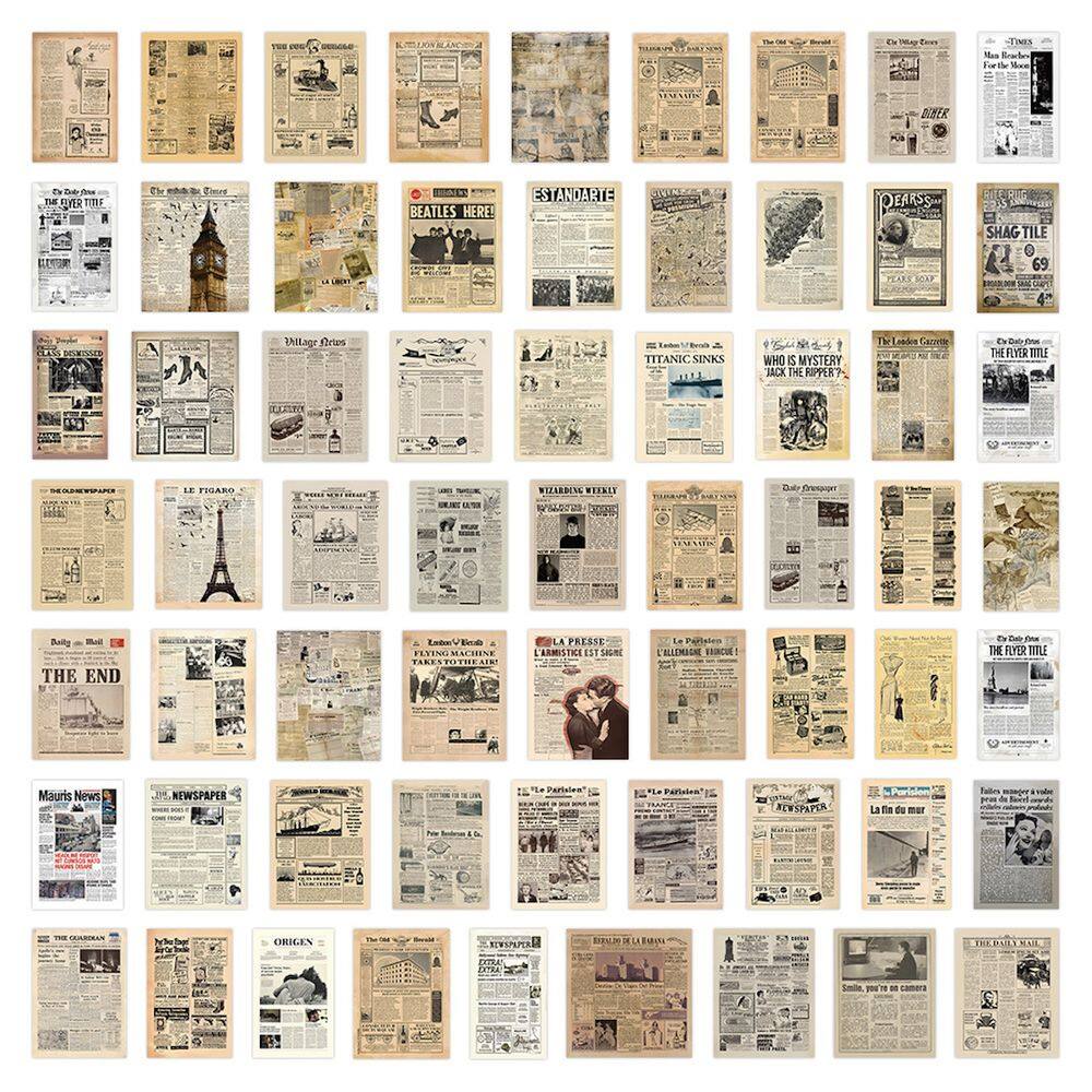 Adesivos de jornal inglês de pele de carneiro retrô, anime, 60 unidades