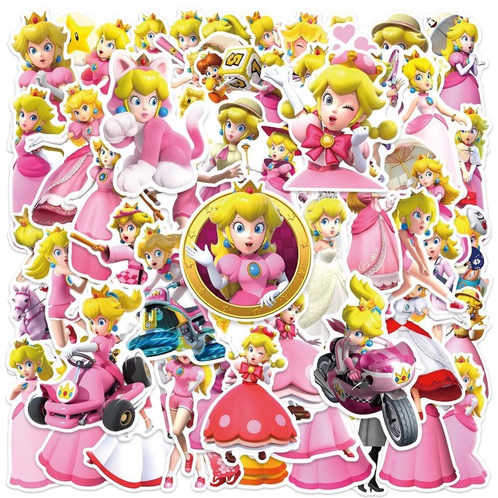 Adesivos Princess Peach Anime 50 peças de PVC impermeáveis