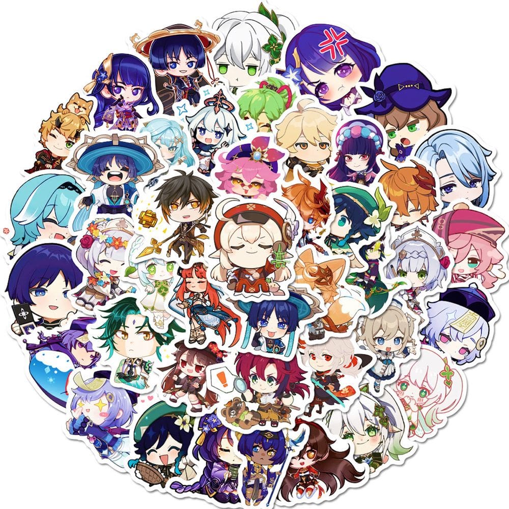 Adesivos Genshins Impacts Anime Cartoon 50 unidades de PVC impermeável