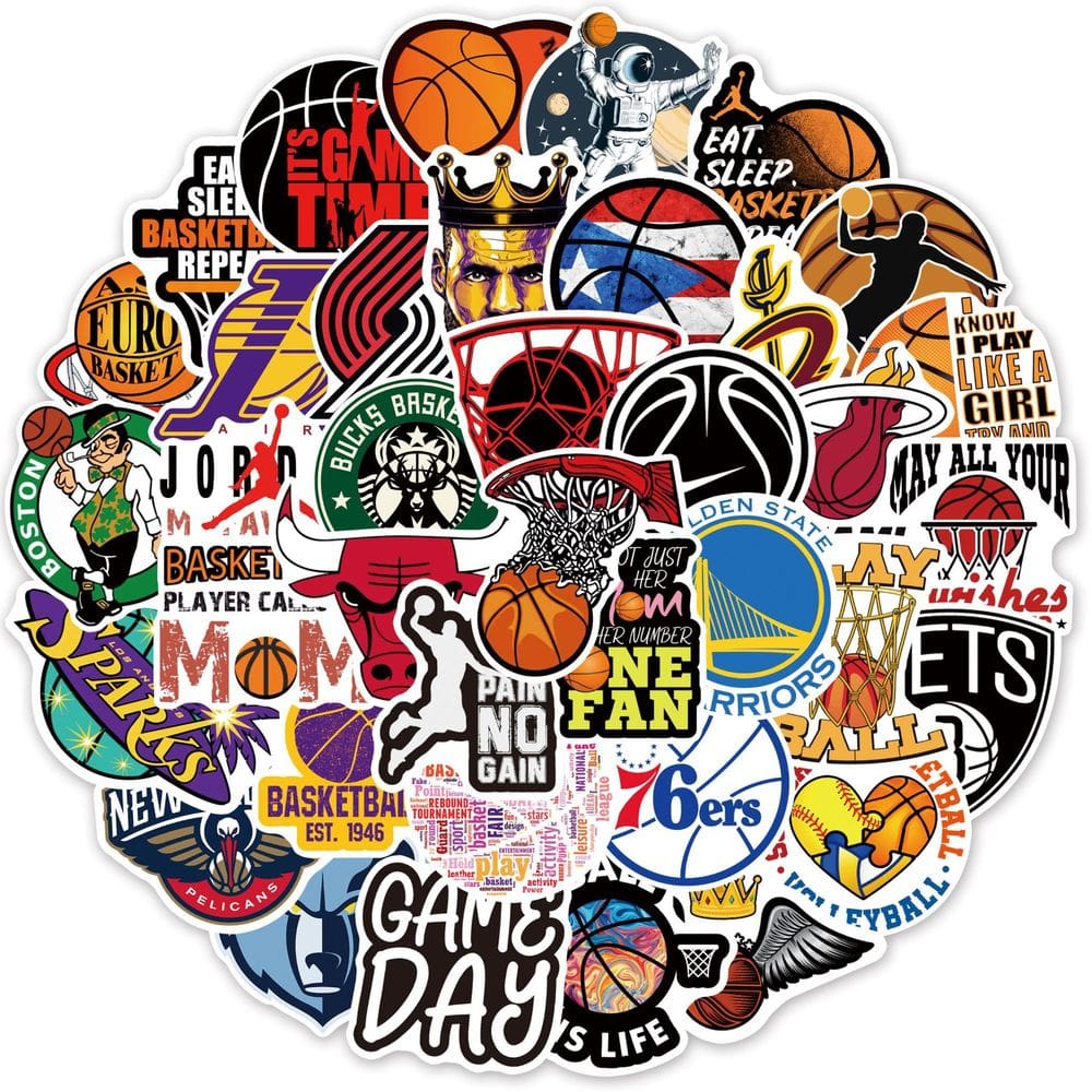 Adesivos de basquete Kobes Bryants Anime 50 unidades de PVC impermeável