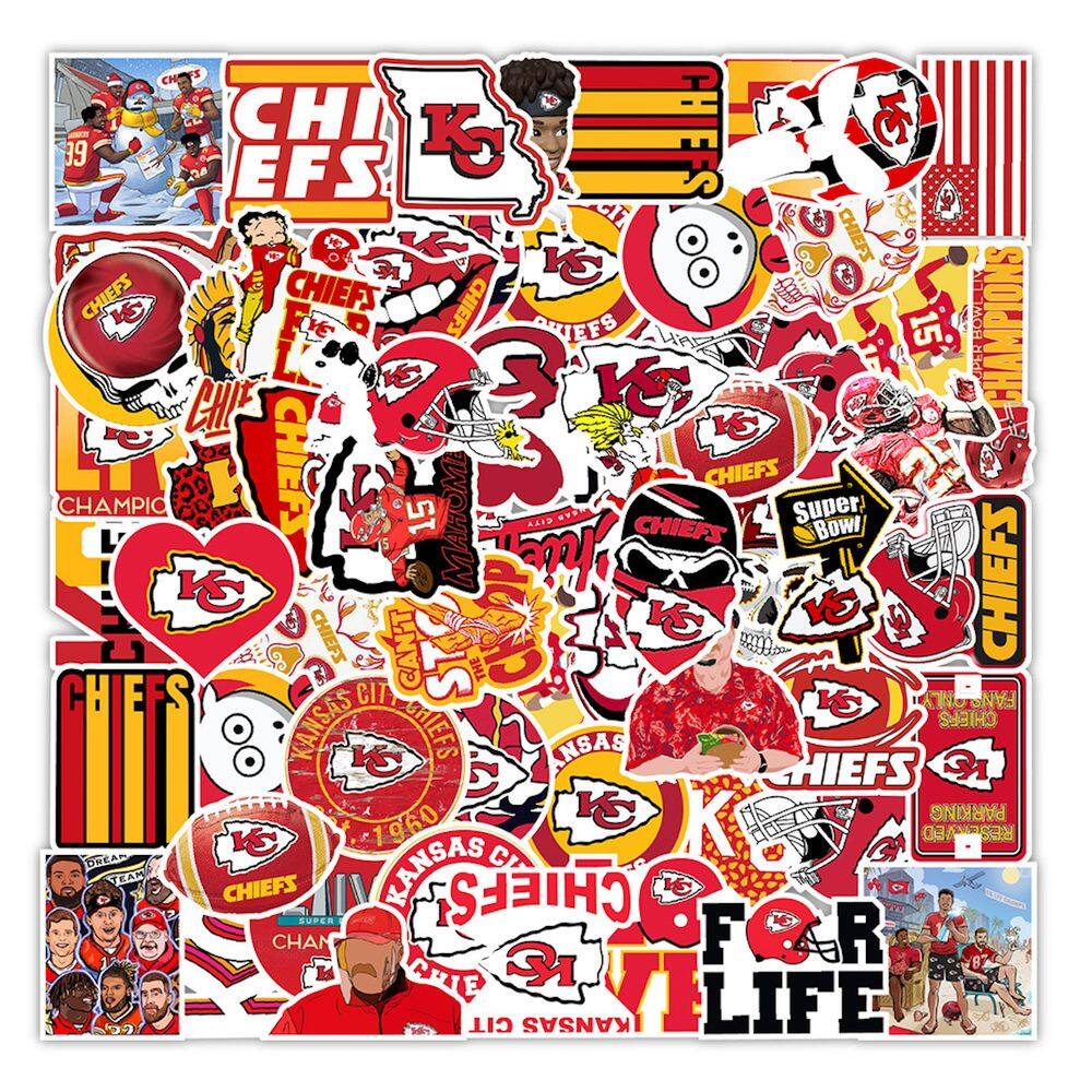 Adesivos Kansas City Chiefs Anime 50 unidades de PVC impermeável