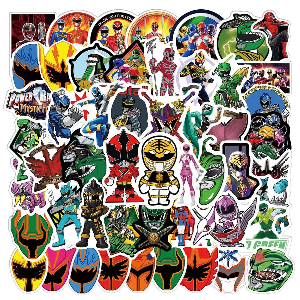 Adesivos Mighty Morphin Power Rangers à prova d`água (50 unidades)