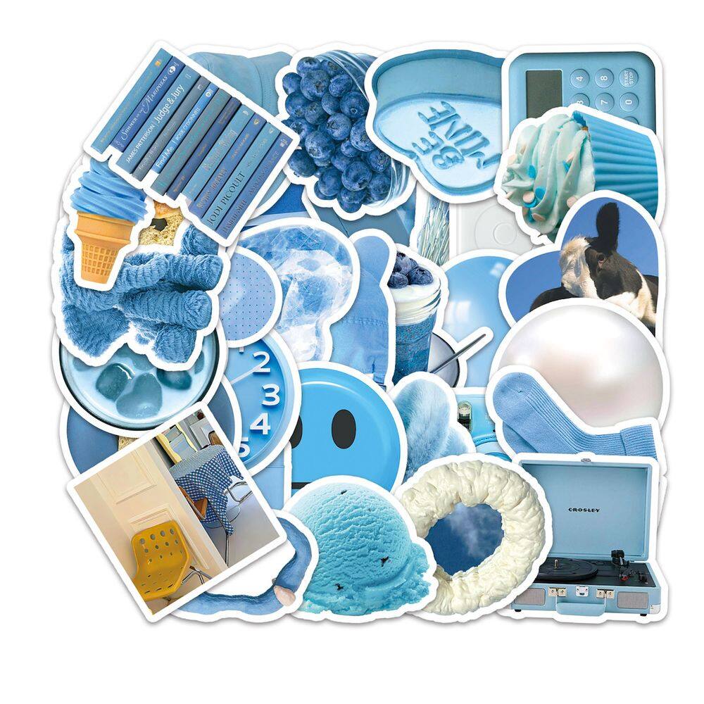 Adesivos, 50 peças, adesivos de desenhos animados de anime em estilo azul para bricolage