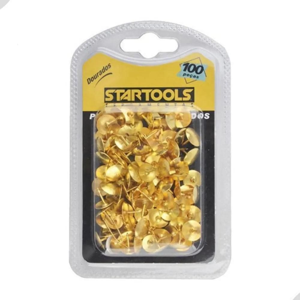 2X Tachinha Percevejo Latonado Dourado Com 100 Pecas 11X10Mm