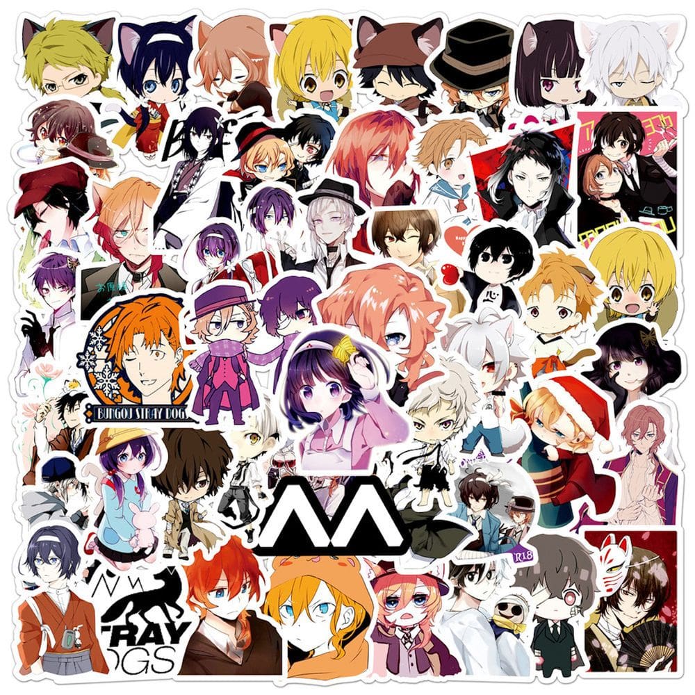 Adesivos Bungos Stray Dogs Anime 50 unidades de PVC impermeável
