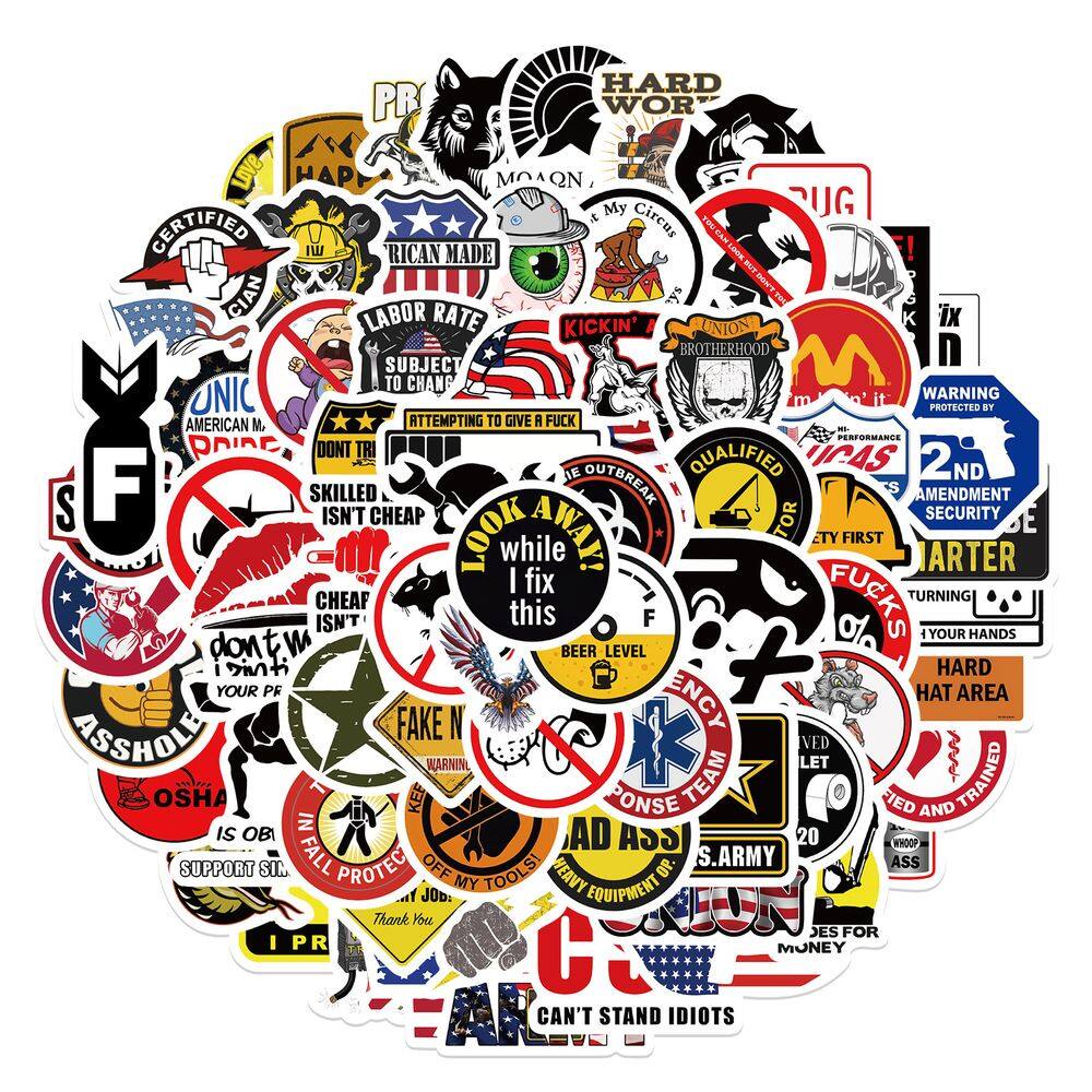 Pacote de adesivos Funny Hard Hat, anime, vinil impermeável, 98 unidades