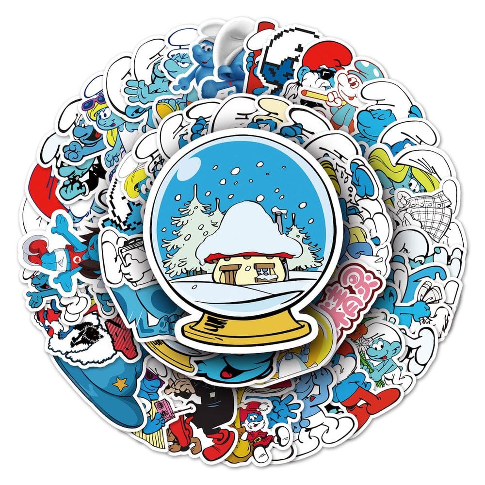 Adesivos Blue Smurfs Anime Cartoon 52 peças de PVC impermeável