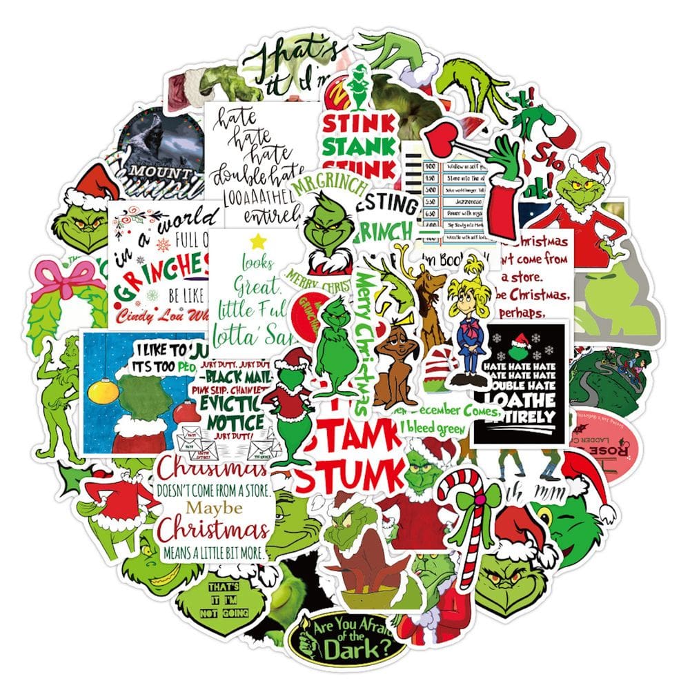 Adesivos Grinch`s Anime Cartoon 50 unidades de PVC impermeáveis